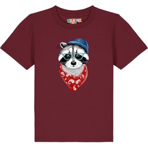 watabout.kids Shirt 'Waschbär'  grijs / bordeaux / zwart / wit