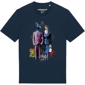 Watapparel Shirt ' Fancy Birds '  donkerblauw / gemengde kleuren