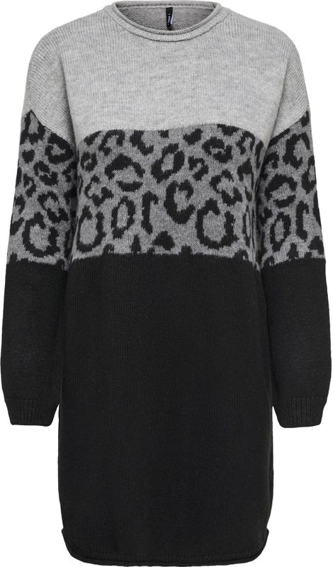 ONLY - ONLJADE - Gebreide Jurk - Antraciet / Lichtgrijs / Grijs Gemêleerd