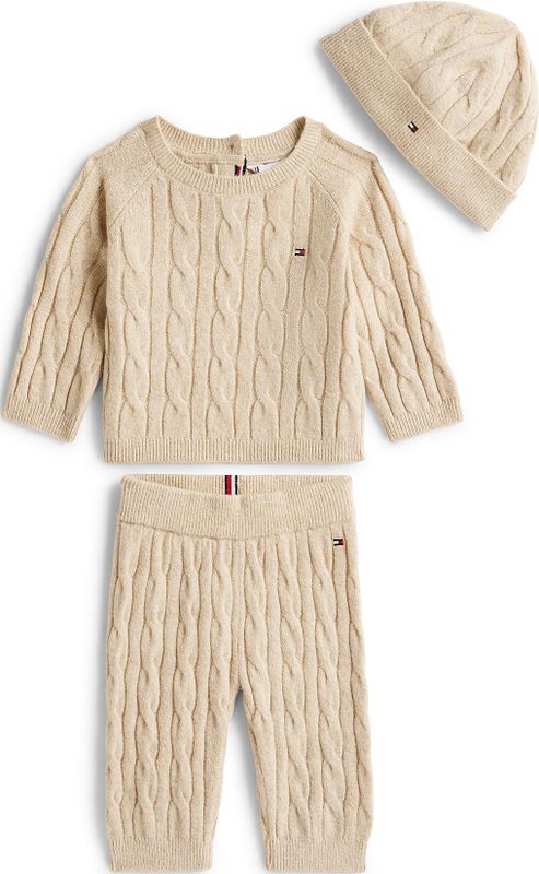 TOMMY HILFIGER - Set - Beige - 3-delig - Pullover, Mütze, Hose