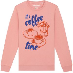 Watapparel Sweatshirt 'Its Coffee Time'  ultramarine blauw / oudroze / rood