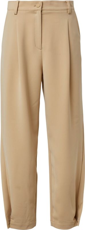 s.Oliver - Bandplooibroek - Lichtbruin - Tapered - High Waist