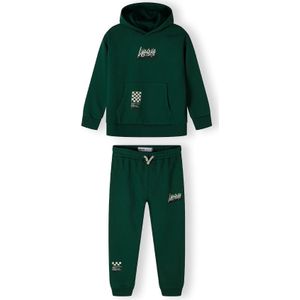 MINOTI Joggingpak  donkergroen / wit