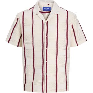 JACK & JONES Overhemd 'JORDia'  wijnrood / offwhite
