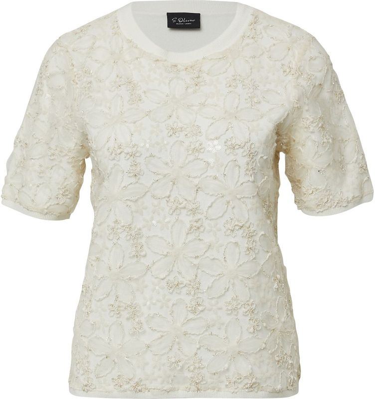 Gebreide Trui - Shirt met Bloemmotief - Pailletten en Glittergaren