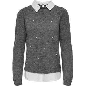 JDY Trui 'JDYDrea Nia'  donkergrijs / wit