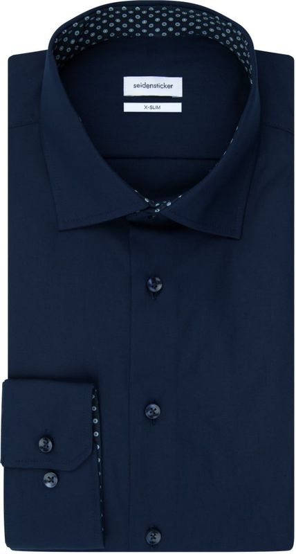 X-Slim - Overhemd - Donkerblauw - Uni - Lange Mouwen