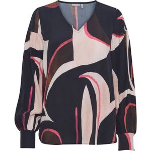 Fransa Blouse 'Lena'  beige / navy / koraal