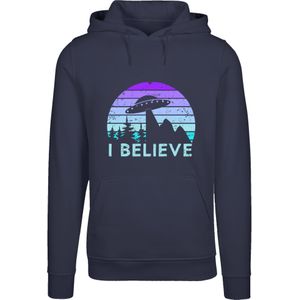 F4NT4STIC Sweatshirt 'I Believe UFO Alien Raumschiff'  lichtblauw / donkerblauw / lila