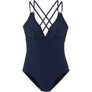 Beenlijn - Badpak - Marine - Licht Glanzend - Verwijderbare Softcups