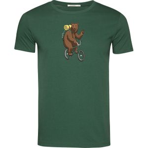 GREENBOMB Shirt 'Animal Bear Bike'  bruin / geel / groen