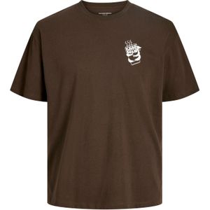 JACK & JONES Shirt 'JORCoffee'  chocoladebruin / wit
