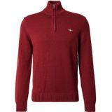 Gant - Schipperstrui - Plumped Red - CASUAL COTTON HALFZIP - Met Geborduurd Grafisch Logo op de Borst