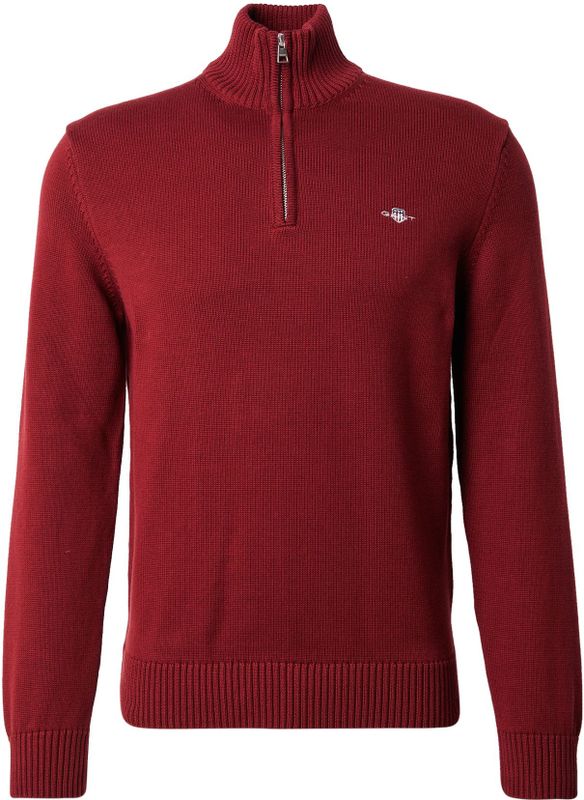 Gant - Schipperstrui - Plumped Red - CASUAL COTTON HALFZIP - Met Geborduurd Grafisch Logo op de Borst