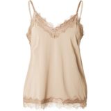 Effen Spaghetti Top - V-hals - Satijn - Mouwloos - Kant