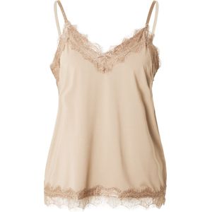 Effen Spaghetti Top - V-hals - Satijn - Mouwloos - Kant