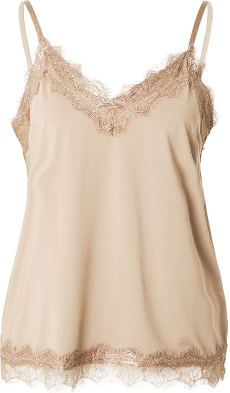 Effen Spaghetti Top - V-hals - Satijn - Mouwloos - Kant
