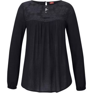 Zwart - Blouse - Geweven Viscose - Lange Mouwen - Boho-Stijl