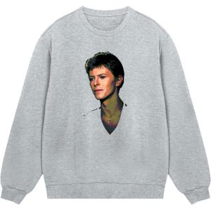 F4NT4STIC Sweatshirt 'TV Times Pop Star David Bowie 1977'  beige / grijs / groen / zwart
