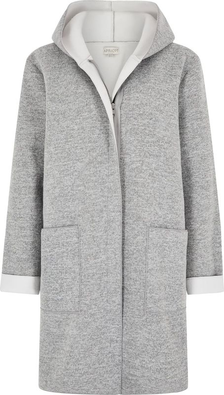 Apricot - Lange Damesjas - Met Capuchon - Materiaalmix met Stretch