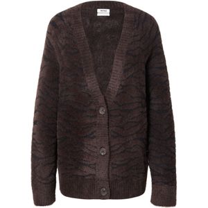 Monki Gebreid vest  chocoladebruin / zwart