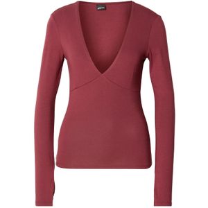 Gina Tricot - Shirt - Bourgogne - Lange Mouw - Slanke Pasvorm