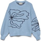 VERO MODA Trui 'AWHeart'  lichtblauw / zwart