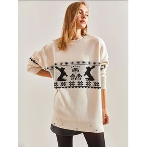 Bianco Lucci Oversized trui  crème / zwart