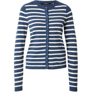 VERO MODA Gebreid vest 'VMHAPPY'  navy / wit