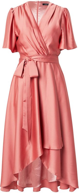 SWING - Cocktailjurk - Zalm Roze - Gevoerde Zoom/Rand - V-hals