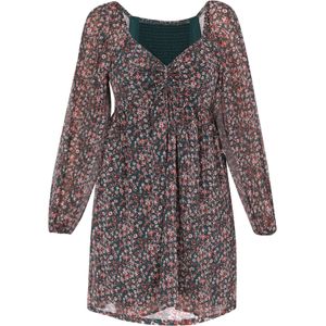 swirly Jurk  smaragd / rood / wit