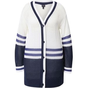 Ulla Popken Gebreid vest  marine / violetblauw / wit / natuurwit