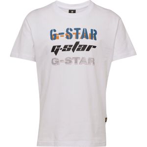 G-Starvoor mannen. D25015-336-110 Triple Logo T-shirt wit (XS), Casual, Korte mouwen, Biologisch katoen, Duurzaam