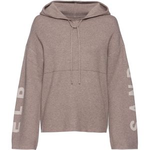 Gebreide Trui - Taupe - Met Capuchon - Ingebreid Logo