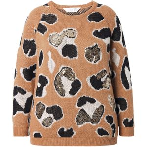 MIAMODA Trui  camel / zwart / wit