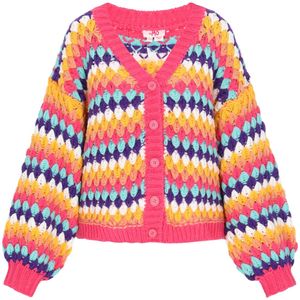 MYMO Gebreid vest  blauw / lila / oranje / pink