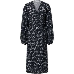 EDITED Jurk 'Alene'  donkerblauw / wit