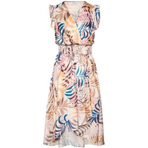 LASCANA - Zomerjurk - Sand - Wikkel-look - 3/4 Lengte - Mouwloos - Bloemenprint
