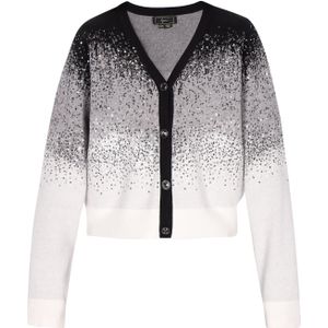 faina Gebreid vest  grijs / zwart / wit