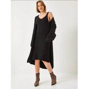 Bianco Lucci Gebreide jurk  zwart