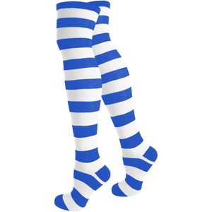 normani Overknee kousen  royal blue/koningsblauw / wit