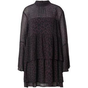 OH APRIL Jurk 'Lavinia'  donkerbruin / aubergine / zwart