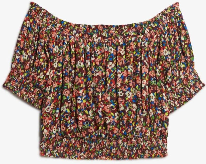 Superdry - Gemêleerde Crop Blouse - Dames - Korte Mouwen