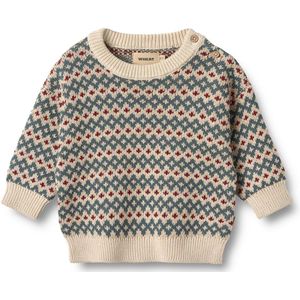 WHEAT Trui 'Harlow'  donkergroen / rood / offwhite