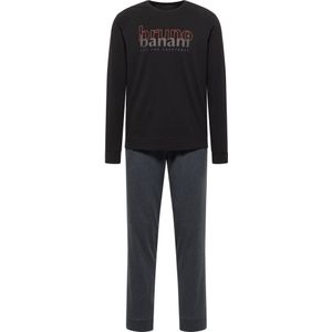 Bruno Banani Pyjama lang 'Cortez'  donkergrijs / oranje / zwart