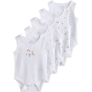 Next Rompertje/body  blauw / grijs / oranje / wit