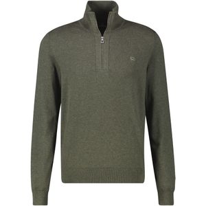 Lerros - Schipperstrui - Nordic Olive Melange - Fijngebreide Trui met Troyer-kraag