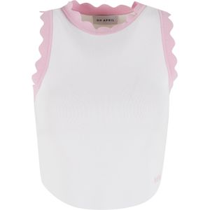OH APRIL Gebreide top 'Pary'  rosa / parelwit
