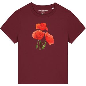 Watapparel Shirt 'Poppy Flowers'  groen / rood / bordeaux