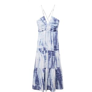 MANGO Zomerjurk  lichtblauw / donkerblauw / offwhite